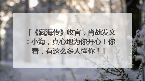 《藏海传》收官，肖战发文：小海，真心地为你开心！你看，有这么多人懂你！
