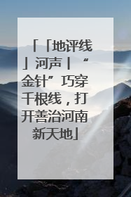 「地评线」河声丨“金针”巧穿千根线，打开善治河南新天地