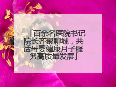 百余名医院书记院长齐聚聊城，共话母婴健康月子服务高质量发展