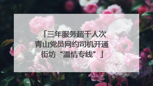 三年服务超千人次 青山党员网约司机开通街坊“温情专线”