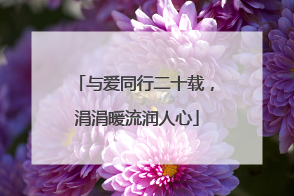 与爱同行二十载，涓涓暖流润人心