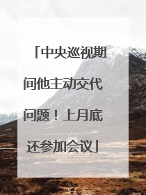 中央巡视期间他主动交代问题！上月底还参加会议
