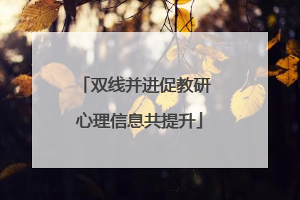 双线并进促教研 心理信息共提升