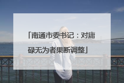 南通市委书记：对庸碌无为者果断调整