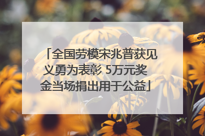 全国劳模宋兆普获见义勇为表彰 5万元奖金当场捐出用于公益