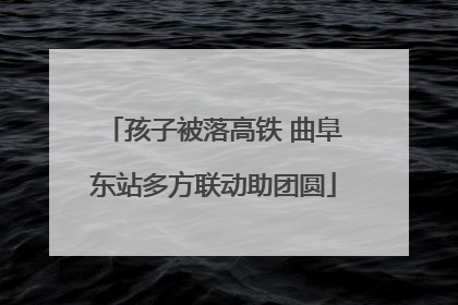 孩子被落高铁 曲阜东站多方联动助团圆