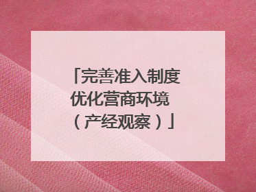完善准入制度 优化营商环境（产经观察）