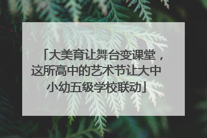 大美育让舞台变课堂，这所高中的艺术节让大中小幼五级学校联动