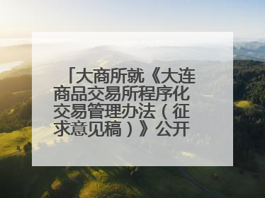 大商所就《大连商品交易所程序化交易管理办法（征求意见稿）》公开征求意见