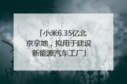 小米6.35亿北京拿地，拟用于建设新能源汽车工厂