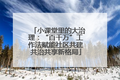 小课堂里的大治理：“百千万”工作法赋能社区共建共治共享新格局