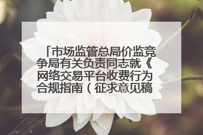 市场监管总局价监竞争局有关负责同志就《网络交易平台收费行为合规指南（征求意见稿）》答记者问