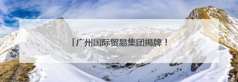 广州国际贸易集团揭牌！现场签下超亿元“首单”