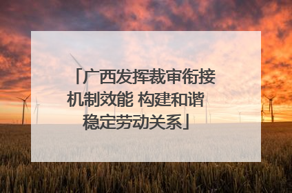 广西发挥裁审衔接机制效能 构建和谐稳定劳动关系