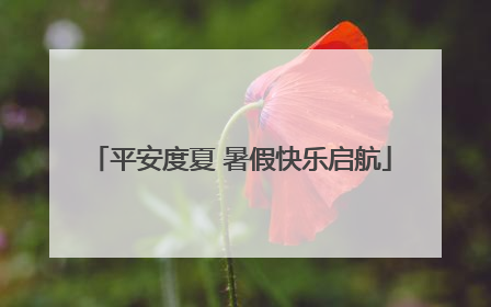 平安度夏 暑假快乐启航