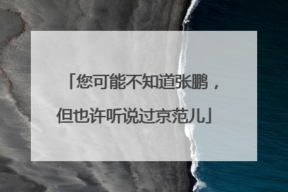您可能不知道张鹏，但也许听说过京范儿