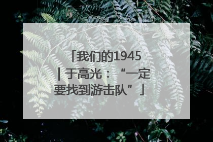 我们的1945｜于高光：“一定要找到游击队”