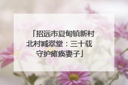 招远市夏甸镇新村北村臧翠堂：三十载守护瘫痪妻子
