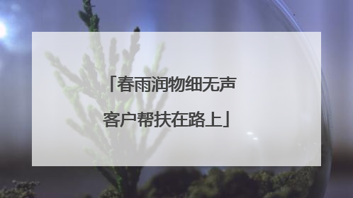 春雨润物细无声 客户帮扶在路上