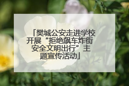 樊城公安走进学校开展“拒绝飙车炸街 安全文明出行”主题宣传活动