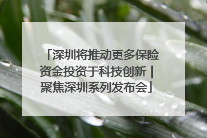 深圳将推动更多保险资金投资于科技创新｜聚焦深圳系列发布会
