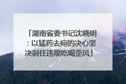湖南省委书记沈晓明：以猛药去疴的决心坚决刹住违规吃喝歪风