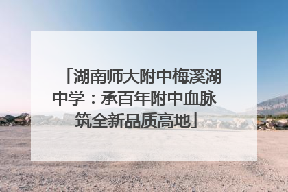 湖南师大附中梅溪湖中学：承百年附中血脉 筑全新品质高地