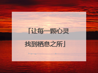 让每一颗心灵找到栖息之所