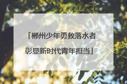 郴州少年勇救落水者 彰显新时代青年担当
