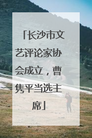长沙市文艺评论家协会成立，曹隽平当选主席