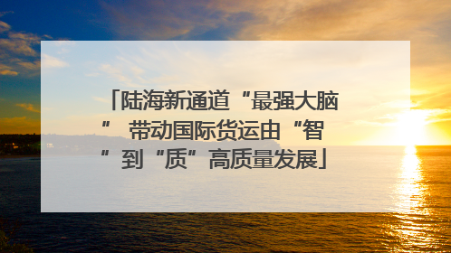 陆海新通道“最强大脑” 带动国际货运由“智”到“质”高质量发展