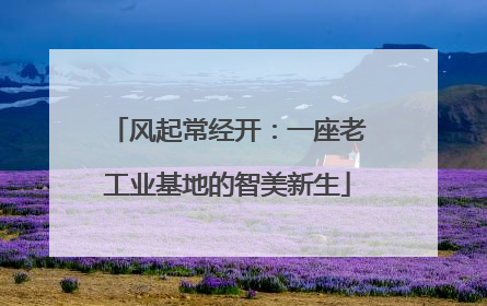 风起常经开：一座老工业基地的智美新生