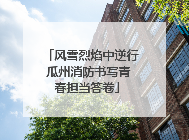 风雪烈焰中逆行 瓜州消防书写青春担当答卷