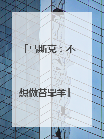 马斯克：不想做替罪羊