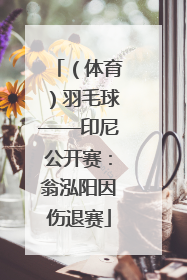 （体育）羽毛球——印尼公开赛：翁泓阳因伤退赛